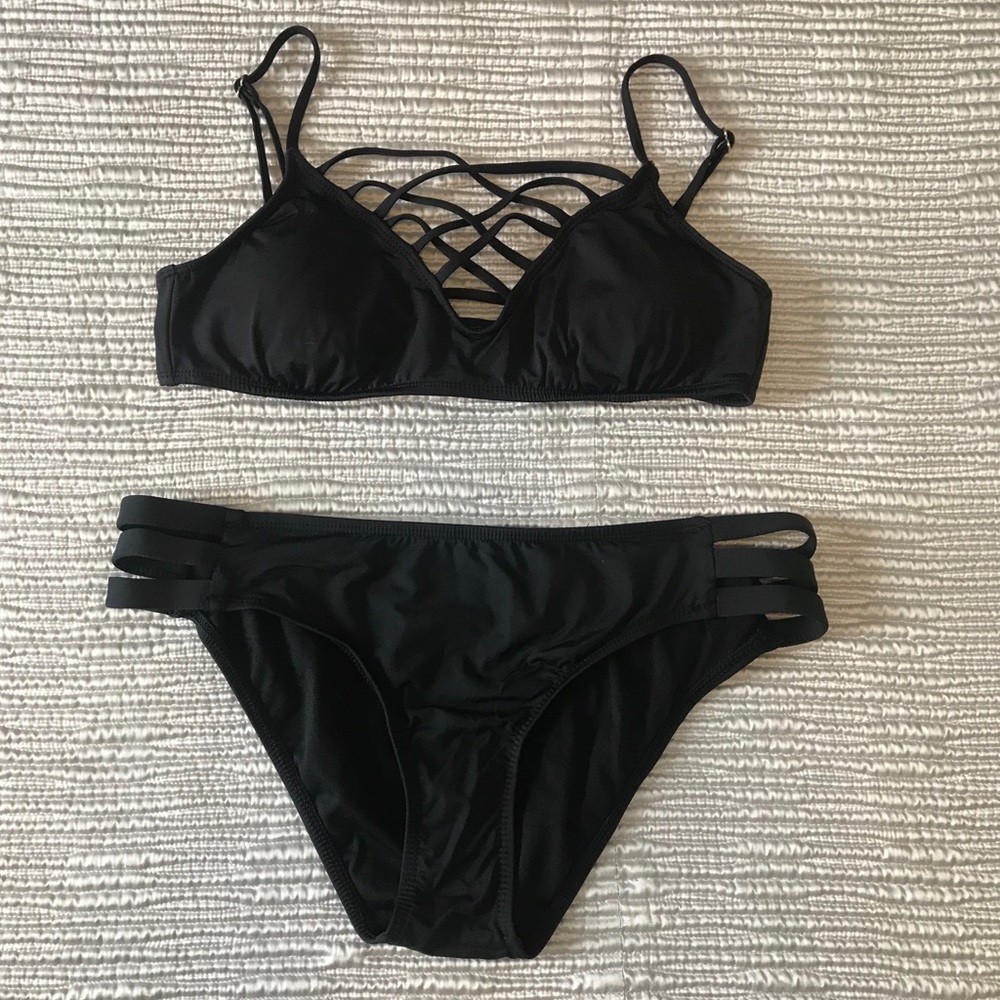 Bar III Solid Strappy Bikini